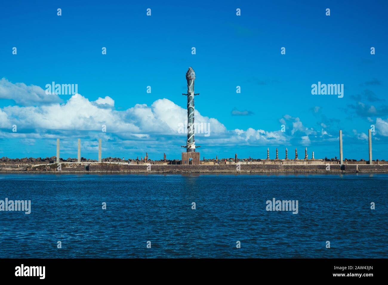 Marco Zero a Recife - dove il portoghese è arrivato per primo - marchio coloniale in Brasile Foto Stock