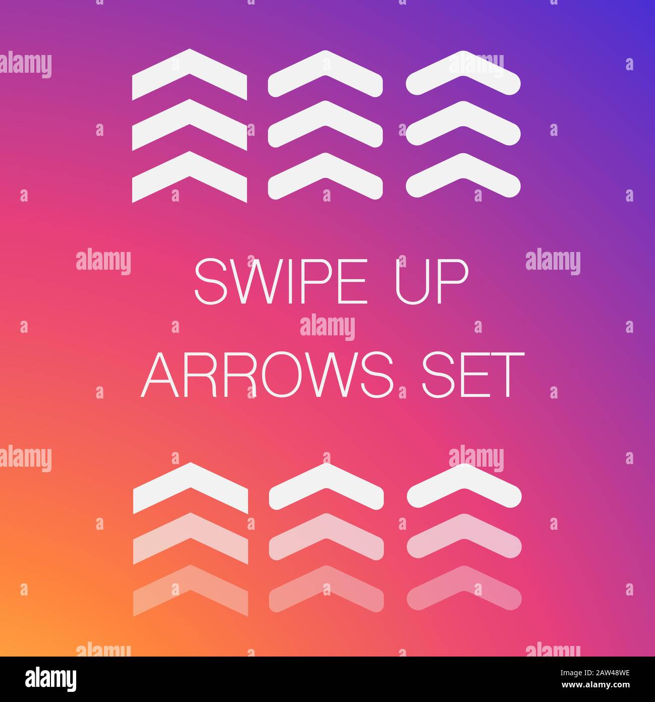 Scorri in alto, set di pulsanti per i social media. Frecce, i pulsanti e le icone sul web per la pubblicità e il marketing sociale in applicazione multimediale. Scorrere o scorri in alto Illustrazione Vettoriale