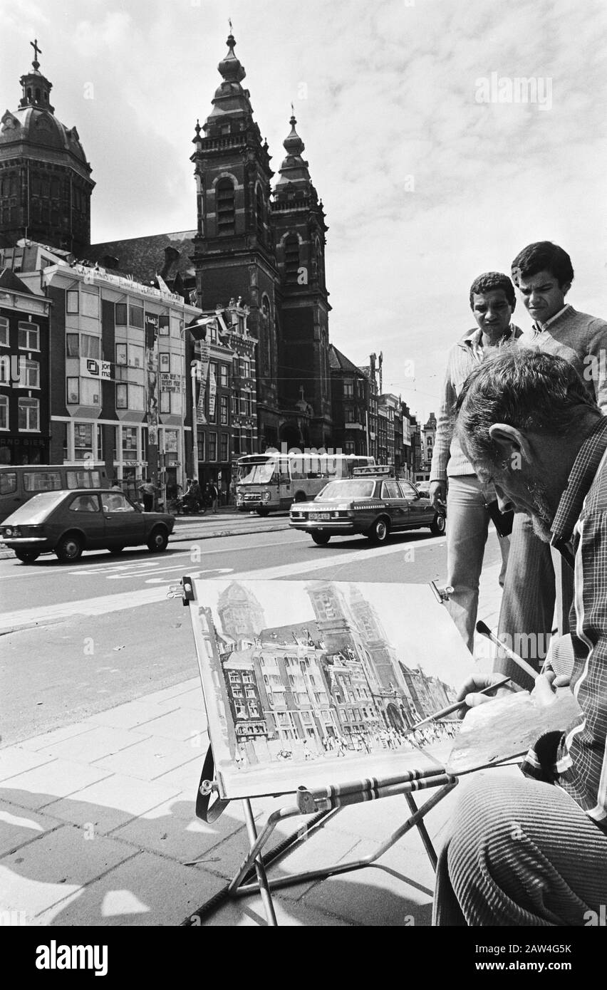 Squat Prins Hendrikkade Squat Prins Hendrikkade immortalato in dipinti Data: 18 agosto 1980 posizione: Amsterdam, Noord-Holland Parole Chiave: Squats, dipinti, scene di strada Foto Stock
