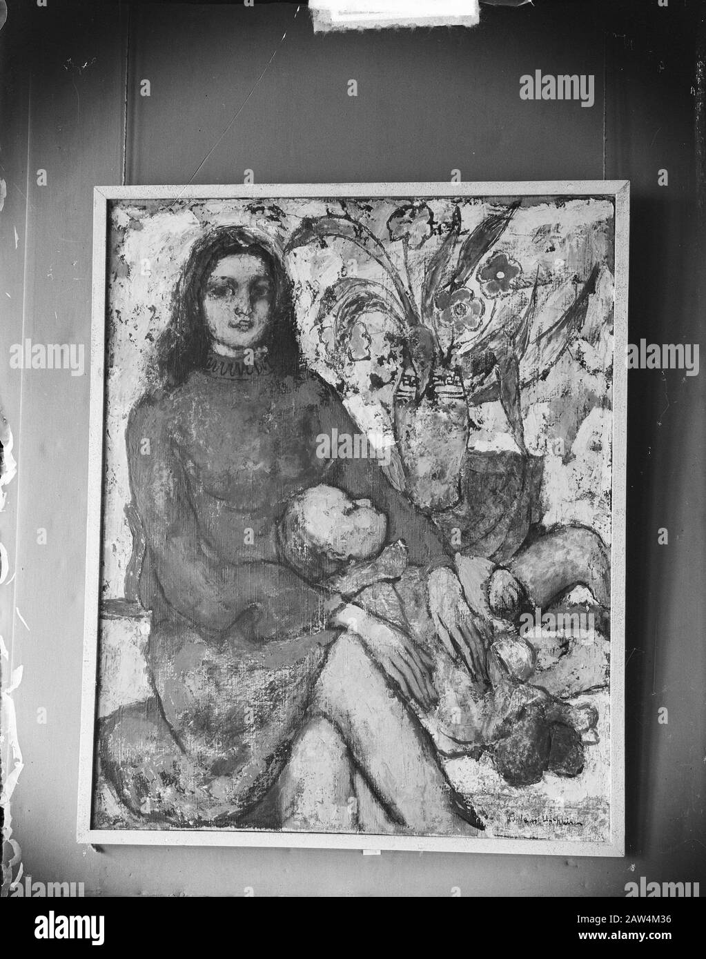 Mission New Century Painting Mother with sleeping child art dealer Van Lier Data: 4 febbraio 1949 Parole Chiave: Secoli, bambini, commercio d'arte, lavori, dipinti Foto Stock