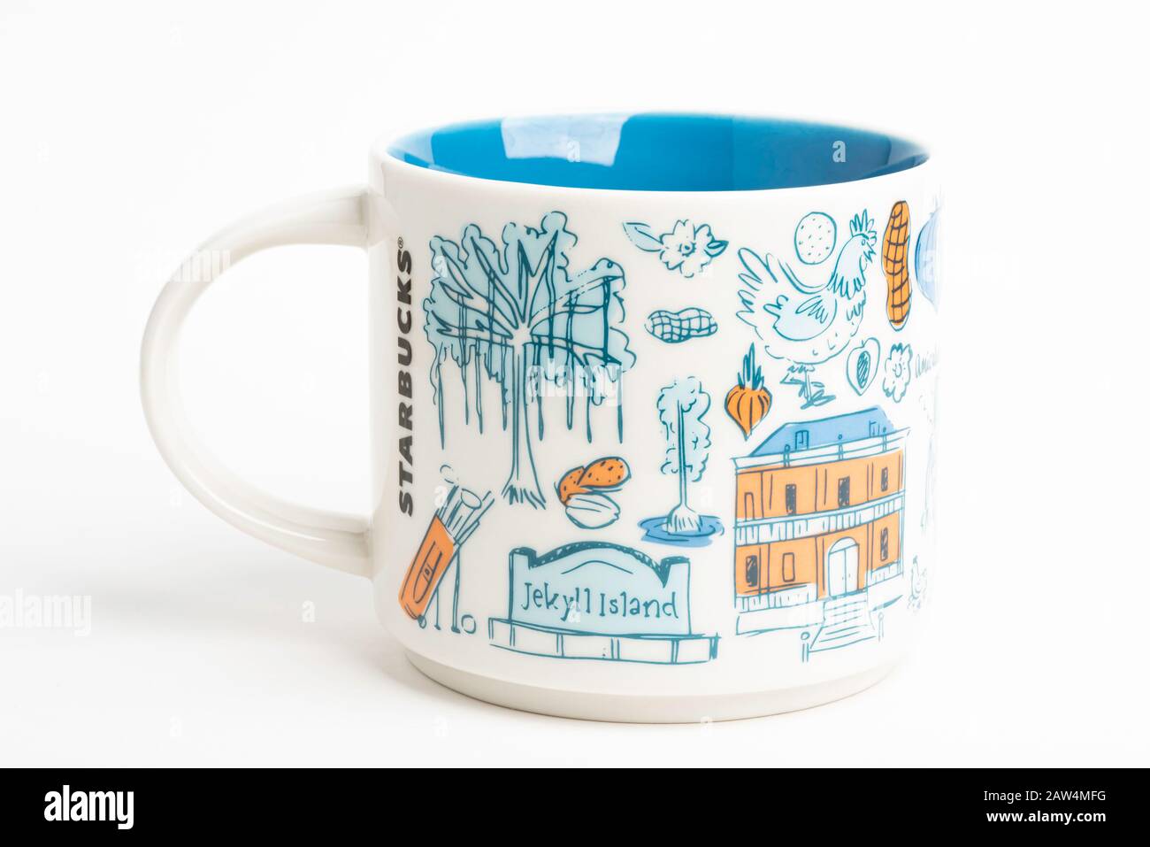 Vidalia, Georgia / USA - 27 settembre 2019: Un colpo di prodotto di una tazza Starbucks con iconici disegni illustrativi ispirati alla Georgia. Foto Stock