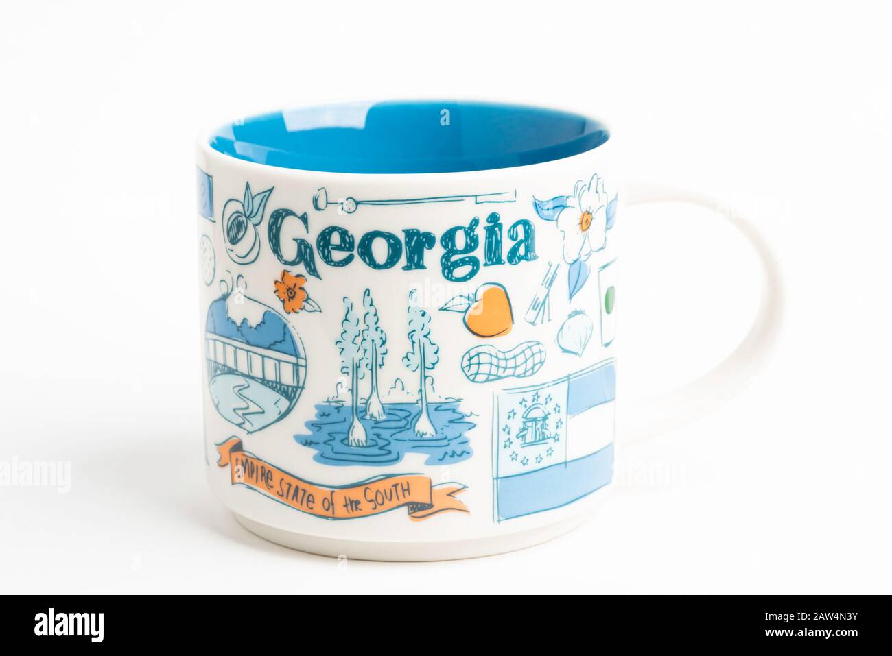 Vidalia, Georgia / USA - 27 settembre 2019: Un colpo di prodotto di una tazza Starbucks con iconici disegni illustrativi ispirati alla Georgia. Foto Stock