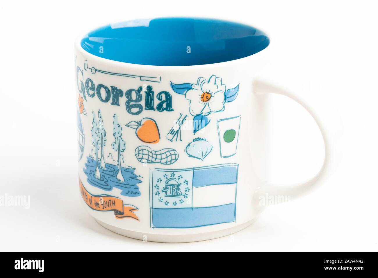 Vidalia, Georgia / USA - 27 settembre 2019: Un colpo di prodotto di una tazza Starbucks con iconici disegni illustrativi ispirati alla Georgia. Foto Stock