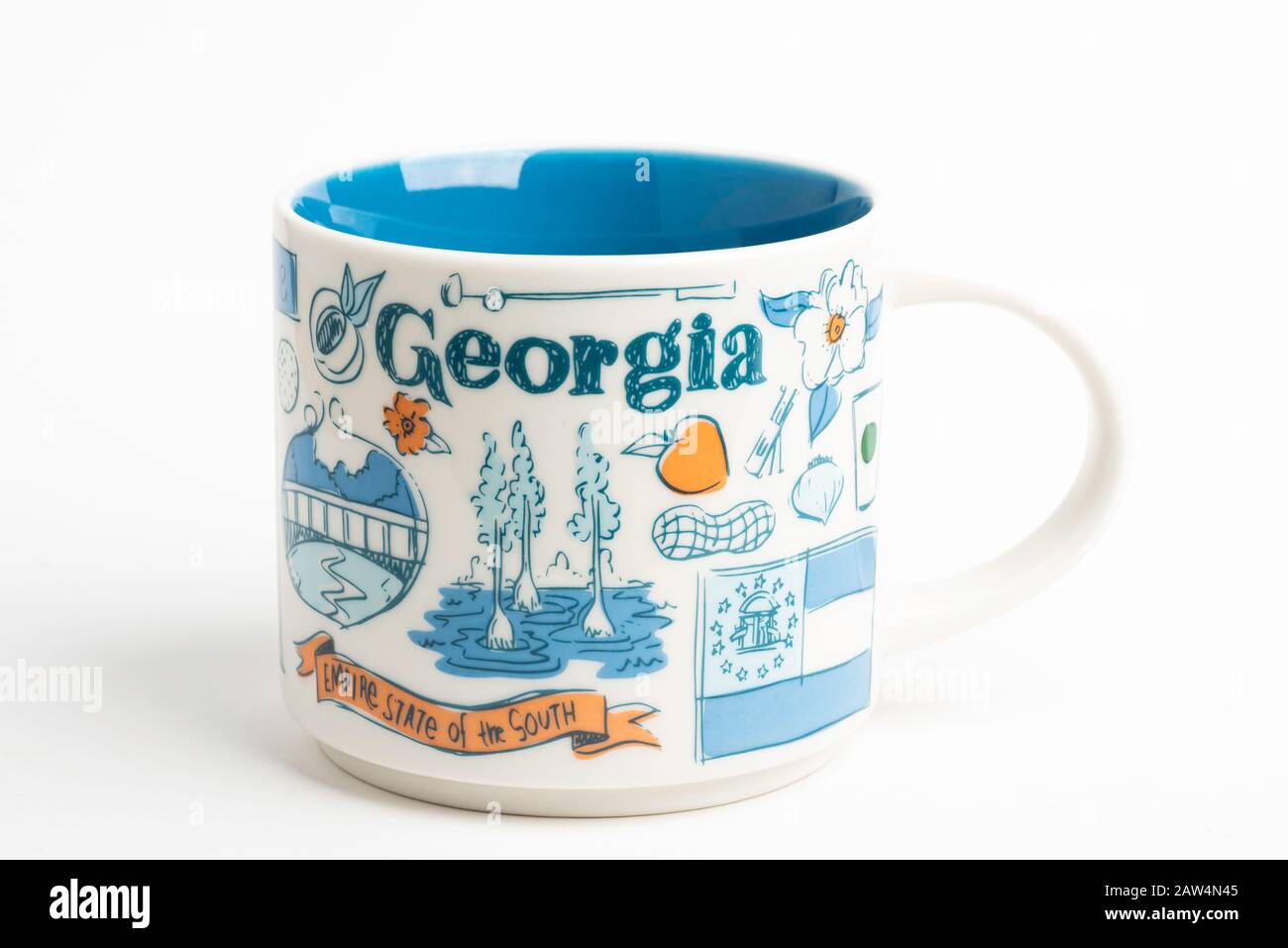 Vidalia, Georgia / USA - 27 settembre 2019: Un colpo di prodotto di una tazza Starbucks con iconici disegni illustrativi ispirati alla Georgia. Foto Stock