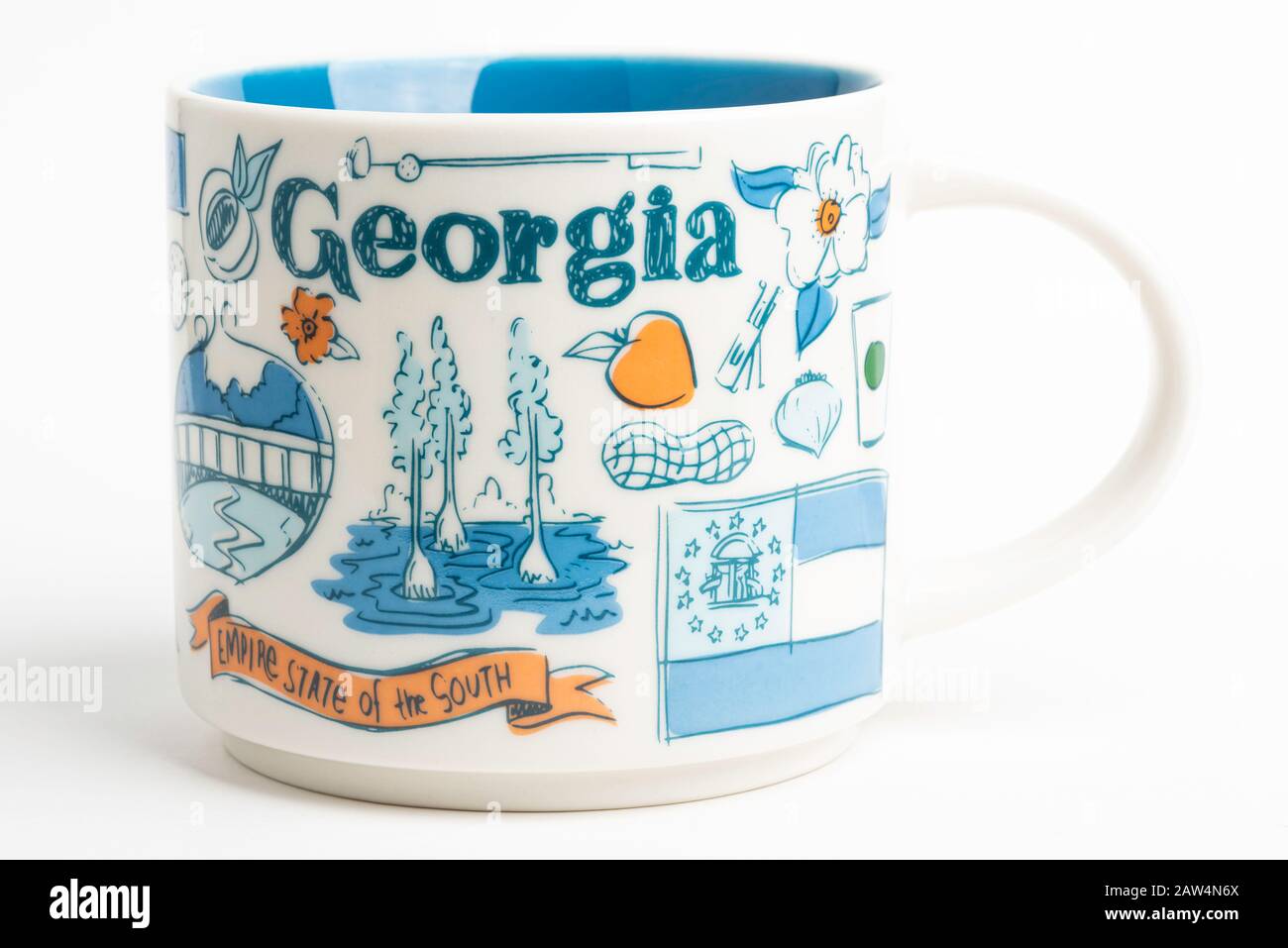 Vidalia, Georgia / USA - 27 settembre 2019: Un colpo di prodotto di una tazza Starbucks con iconici disegni illustrativi ispirati alla Georgia. Foto Stock