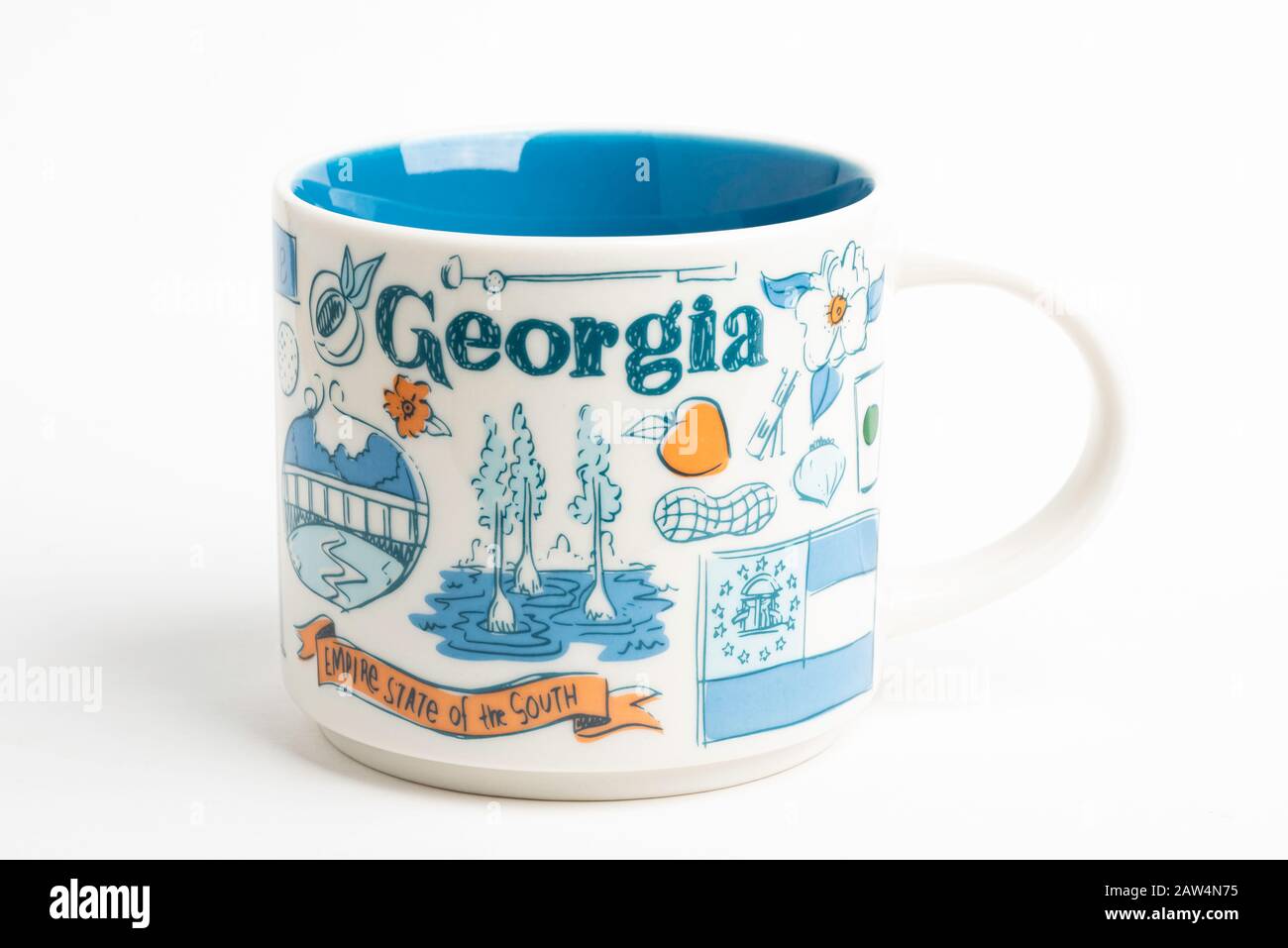 Vidalia, Georgia / USA - 27 settembre 2019: Un colpo di prodotto di una tazza Starbucks con iconici disegni illustrativi ispirati alla Georgia. Foto Stock