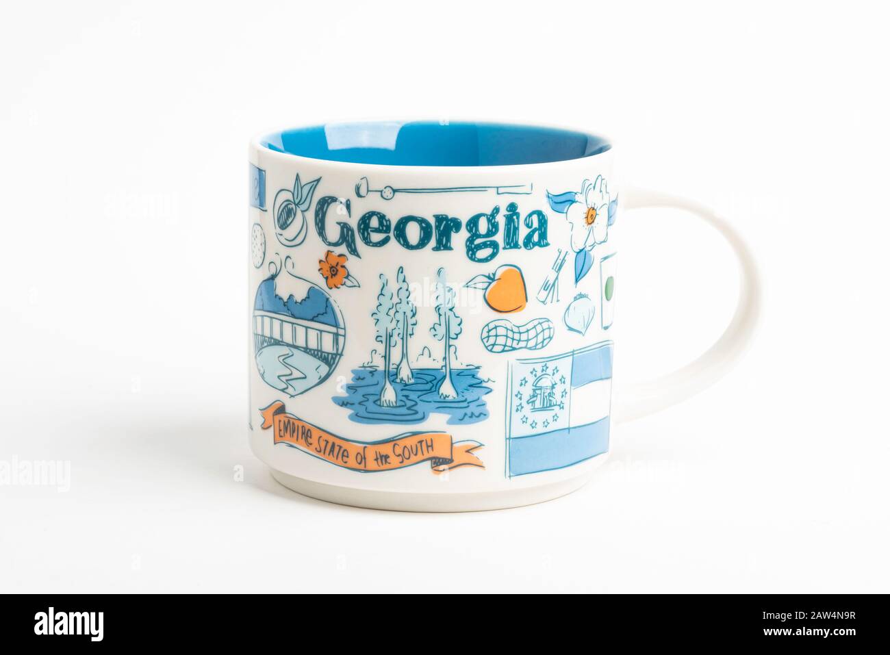 Vidalia, Georgia / USA - 27 settembre 2019: Un colpo di prodotto di una tazza Starbucks con iconici disegni illustrativi ispirati alla Georgia. Foto Stock