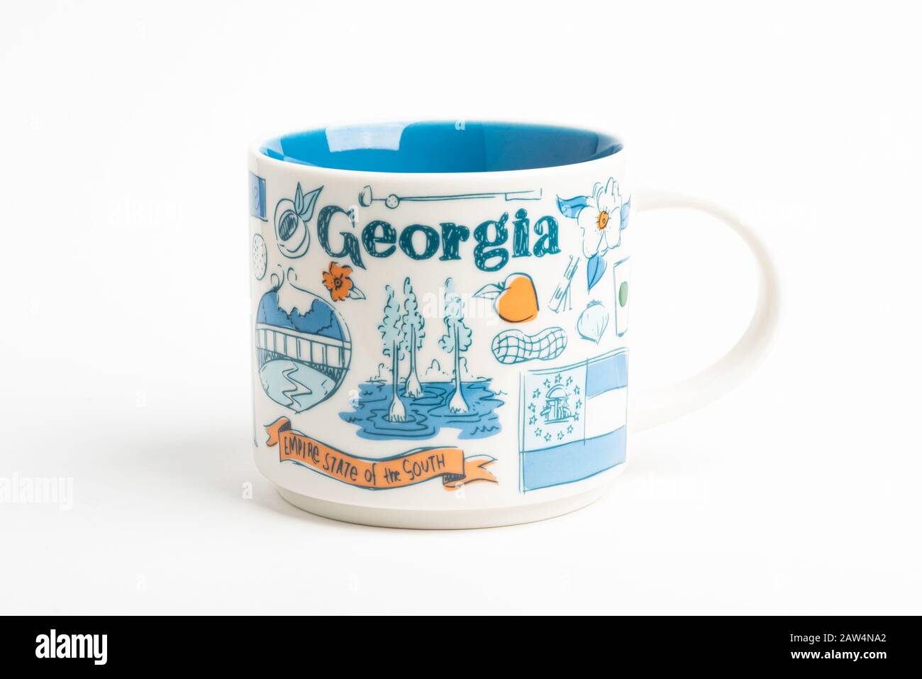 Vidalia, Georgia / USA - 27 settembre 2019: Un colpo di prodotto di una tazza Starbucks con iconici disegni illustrativi ispirati alla Georgia. Foto Stock