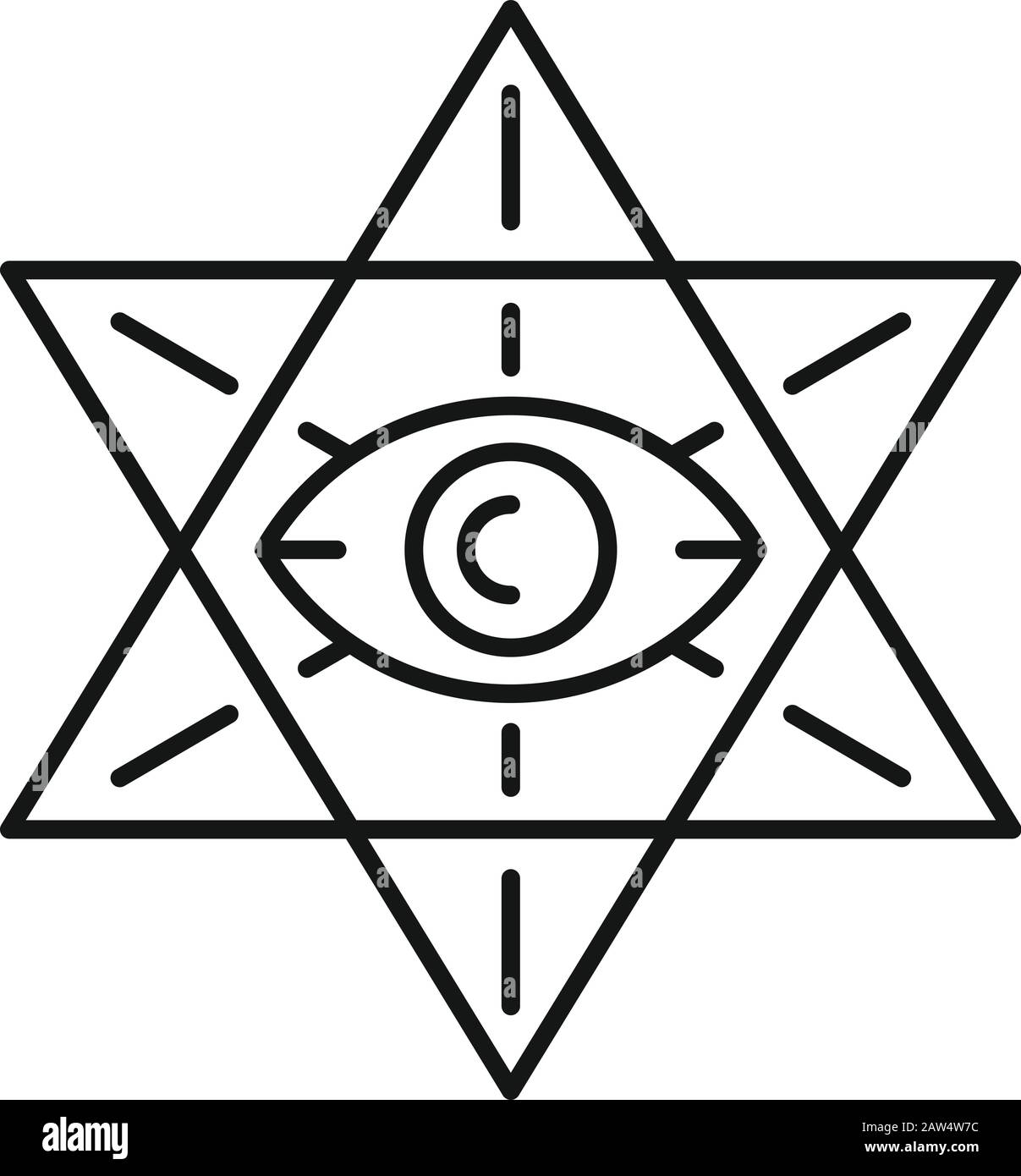 Icona David star eye. Profilo david star eye vettore icona per web design isolato su sfondo bianco Illustrazione Vettoriale