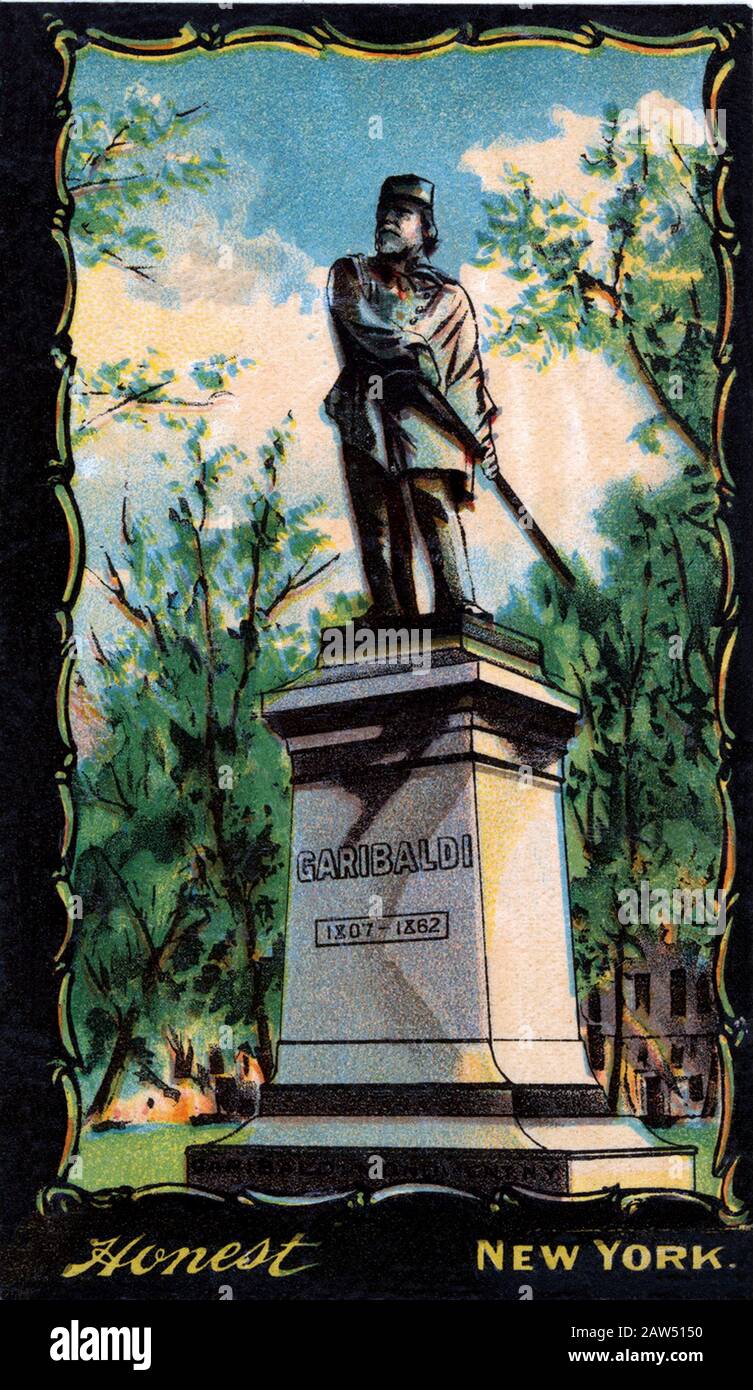 1880 , USA : l'eroe militare italiano GIUSEPPE GARIBALDI ( 1807 - 1882 ). Monumento Garibaldi , Washington Square Park , New York City , da USA toba Foto Stock