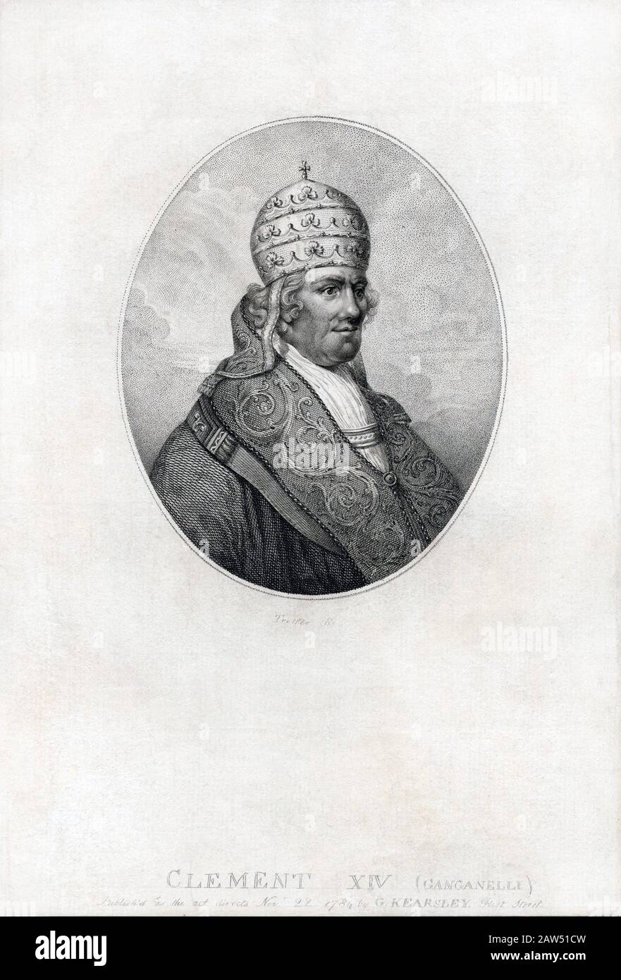 1769 , ROMA , ITALIA : il Papa CLEMENTE XIV ( 1705 - 1774 ) nato Giovanni Vincenzo Antonio Ganganelli . Servito come Papa dal 28 maggio 1769 fino alle ore Foto Stock