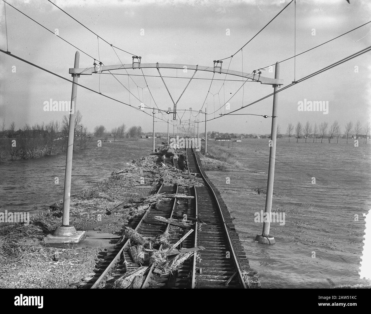 Floflooding Villages tali esclusive ponte rampa Data: 2 febbraio 1953 Parole Chiave: Rails Foto Stock