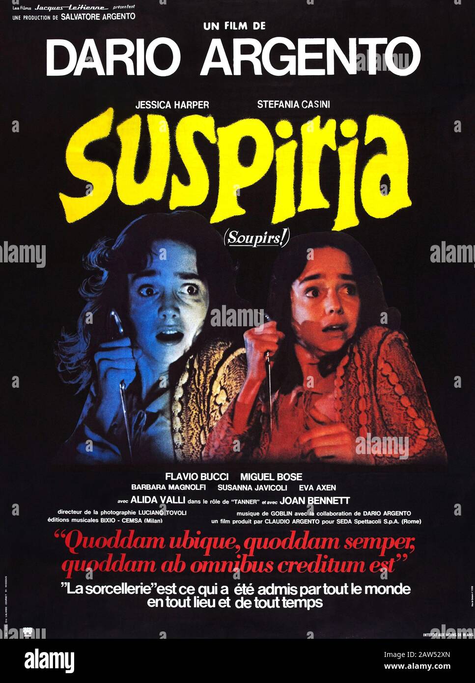1976 , ITALIA : il poster FRANCESE di pubblicità per il film SUSPIRIA del regista italiano DARIO ARGENTO, con Jessica Harper , Alida Valli , Migu Foto Stock