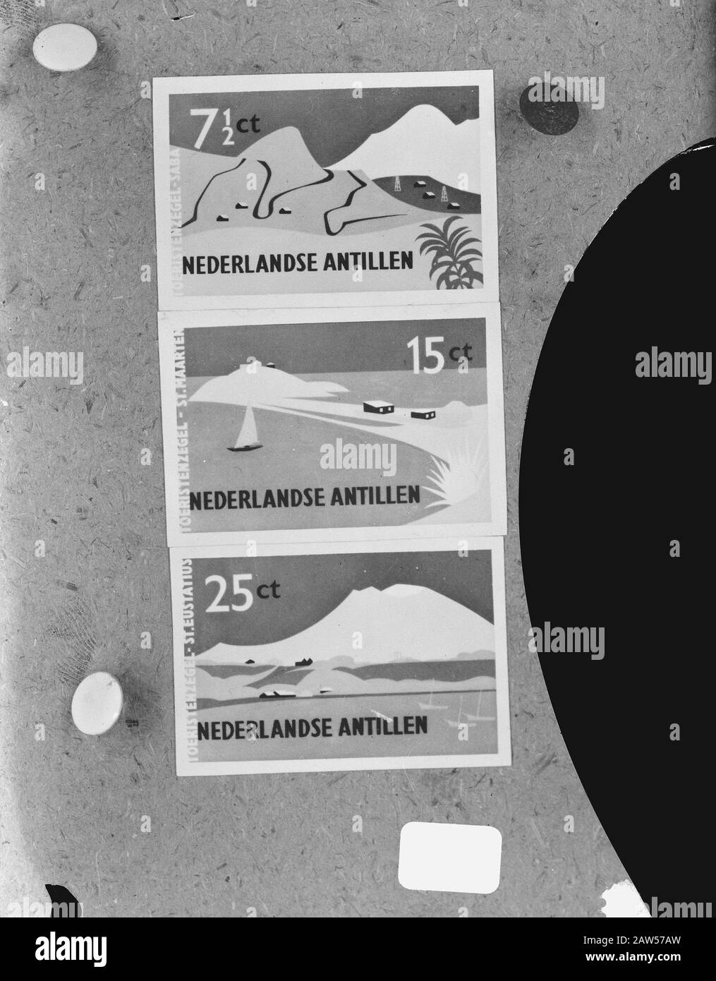 Nuovi francobolli per le Antille olandesi Data: 26 giugno 1957 Parole Chiave: Francobolli Foto Stock