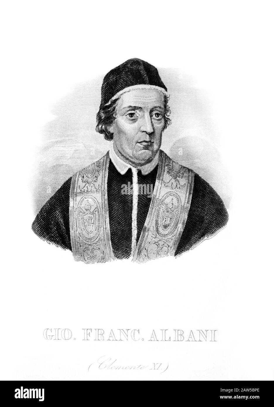 1700 ca , ROMA , ITALIA : il Papa CLEMENTE XI ( 1649 – 1721 ) nato Giovanni Francesco Albani . Ritratto inciso dal 1850 ca. Servito come Papa Foto Stock