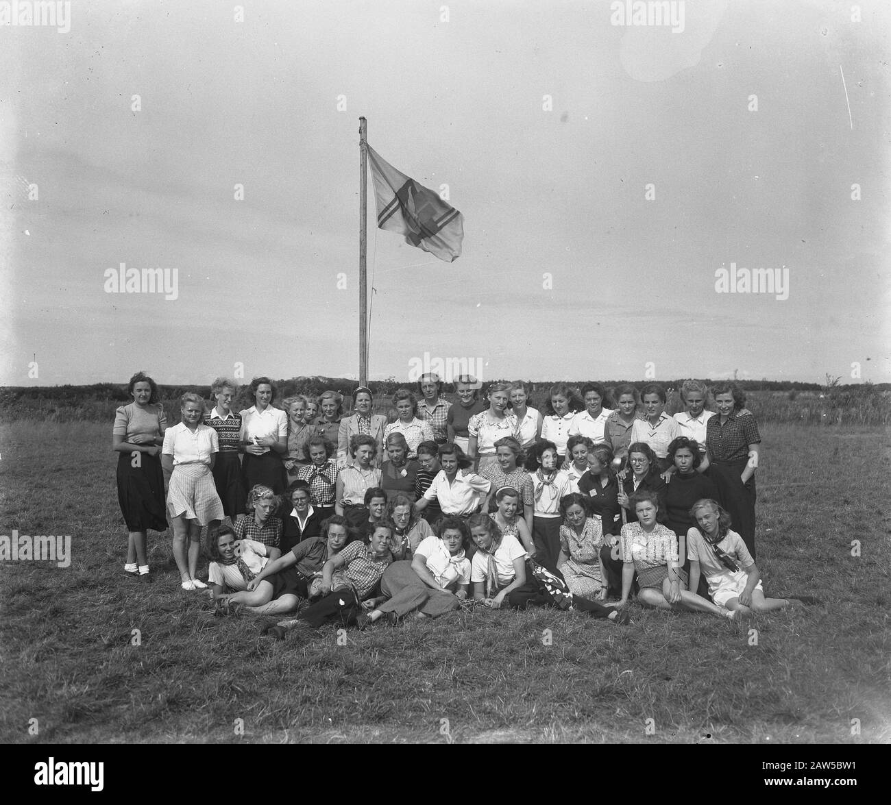 NCJC campo Renesse. Gruppo Data: 19 Agosto 1948 Località: Renesse, Schouwen-Duiveland Foto Stock