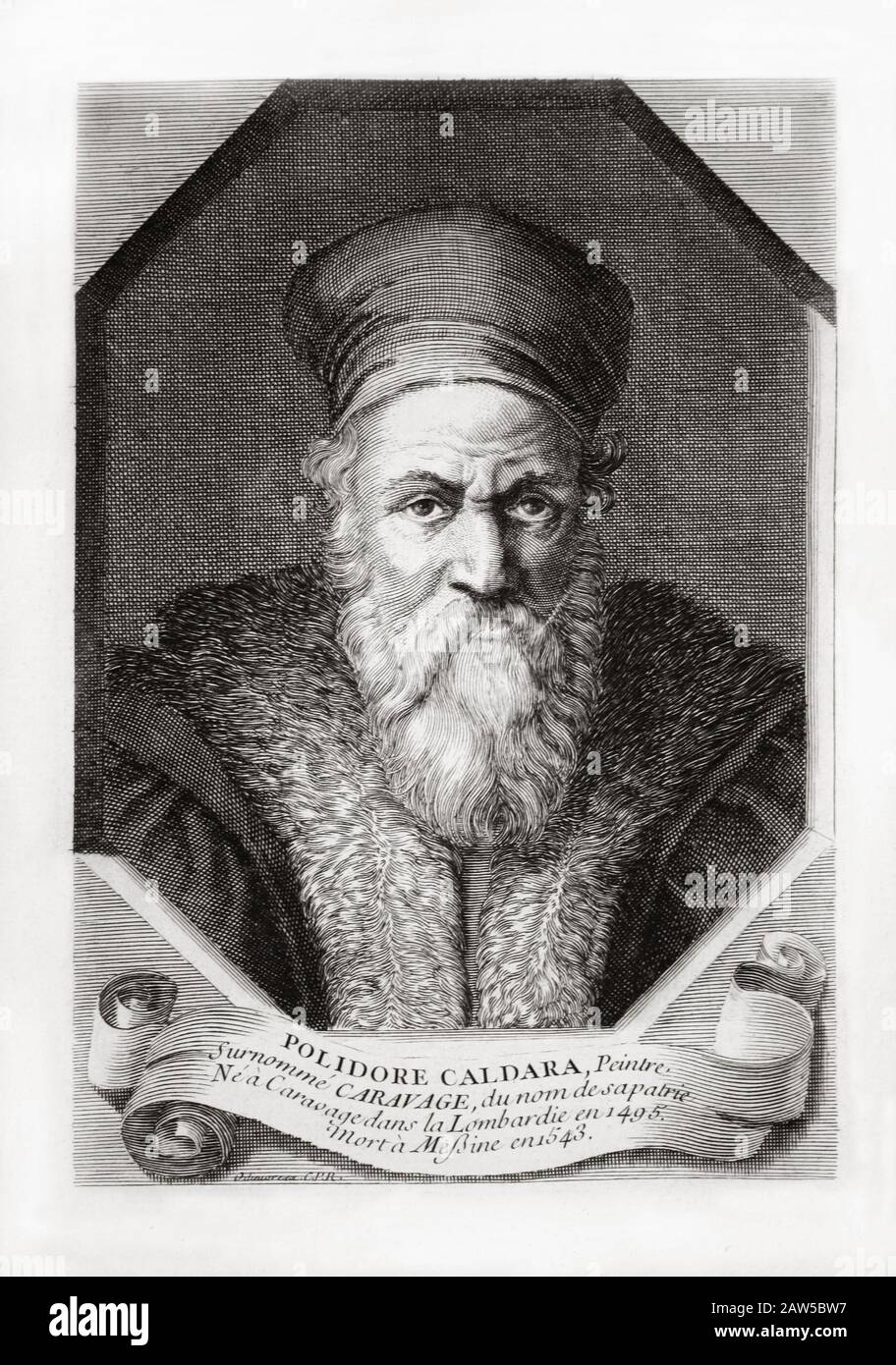 1540 ca , ITALIA : il pittore polidoro Caldara aka POLIDORO da CARAVAGGIO ( 1495 - 1543 ) . Ritratto inciso da 1780i . - PORTRA Foto Stock