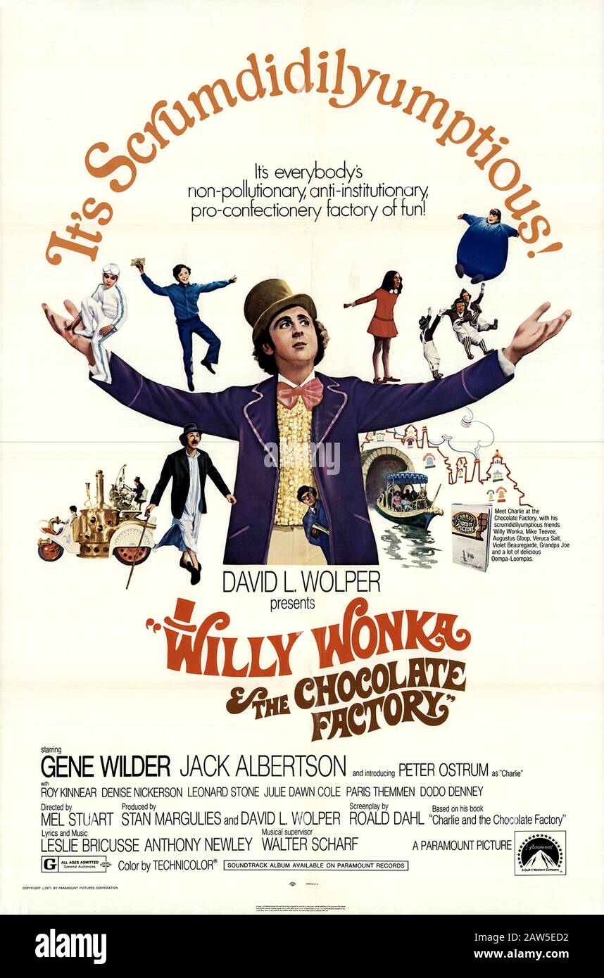1971 , USA : The american actor GENE WILDER ( 1933 – 2016 ), pubblicità originale per il film ' Willy Wonka & The Chocolate Factory ' ( Will Foto Stock