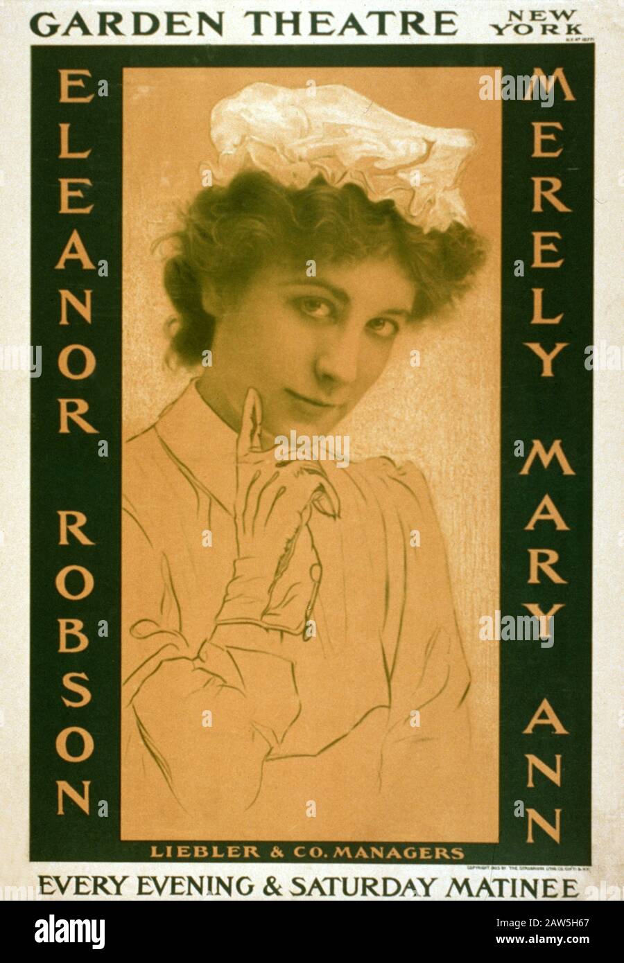 1900 , New York , USA : il poster pubblicitario per il gioco SEMPLICEMENTE MARY ANN da celebrato drammaturgo americano di Broadway CLYDE FITCH ( 1865 - 1909 ) a Foto Stock