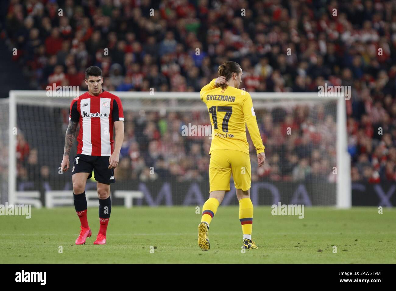 Bilbao, Bizkaia, SPAGNA. 6th Feb, 2020. Antoine GRIEZMANN (17) durante il gioco tra Athletic Club e FC Barcelona. L'Athletic Club ha ospitato il FC Barcelona per le quarti di finale della partita di Copa del Rey allo stadio di San Mames, a Bilbao. Credito: Edu Del Fresno/Zuma Wire/Alamy Live News Foto Stock