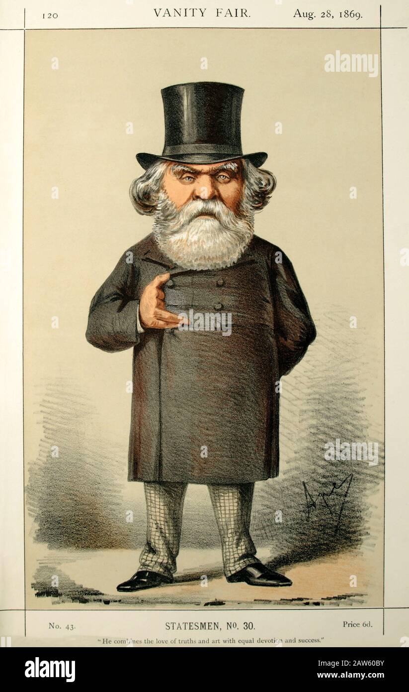 1869 , LONDRA , GRAN BRETAGNA : il celebrato Sir Austen Henry Layard ( 1817 - 1894 ), ritratto caricature da VANITÀ FIERA , 28 agosto 1869 , da un Foto Stock