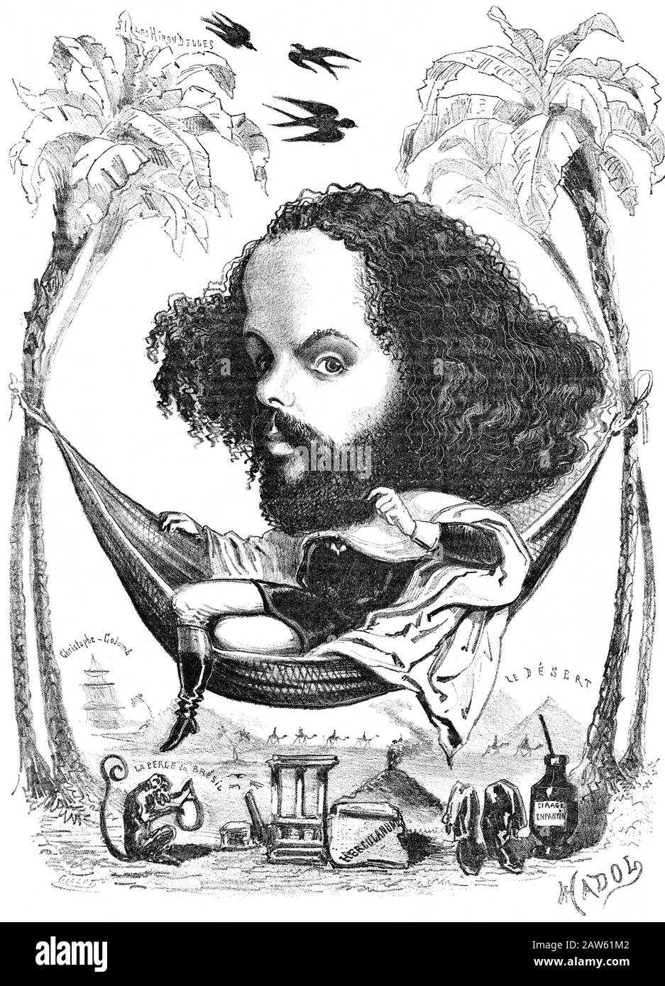 1860 ca , FRANCIA : il celebre compositore francese FELICIEN DAVID (1810 – 1876), caricatura dell'artista Nadol di una rivista francese. Da Foto Stock