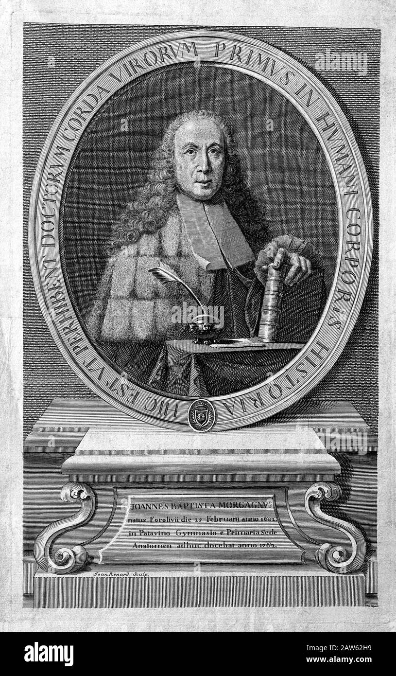 1761 , ITALIA : il Dottore anatomico italiano GIOVANNI BATTISTA MORGAGNI ( 1682 - 1771 ). Ritratto inciso da Jean Renard . - ANATOMIA - ANATHOMY - AN Foto Stock