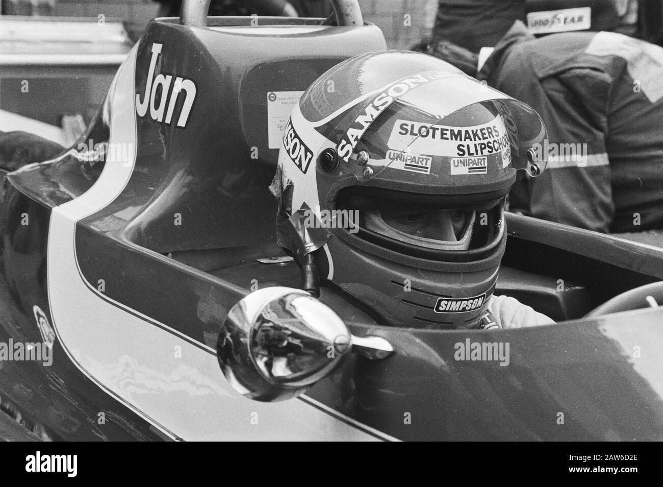 Olandese Jan Lammers con casco e maschera fuoco .; Foto Stock Olandese Jan Lammers con casco e maschera fuoco .; Foto Stock