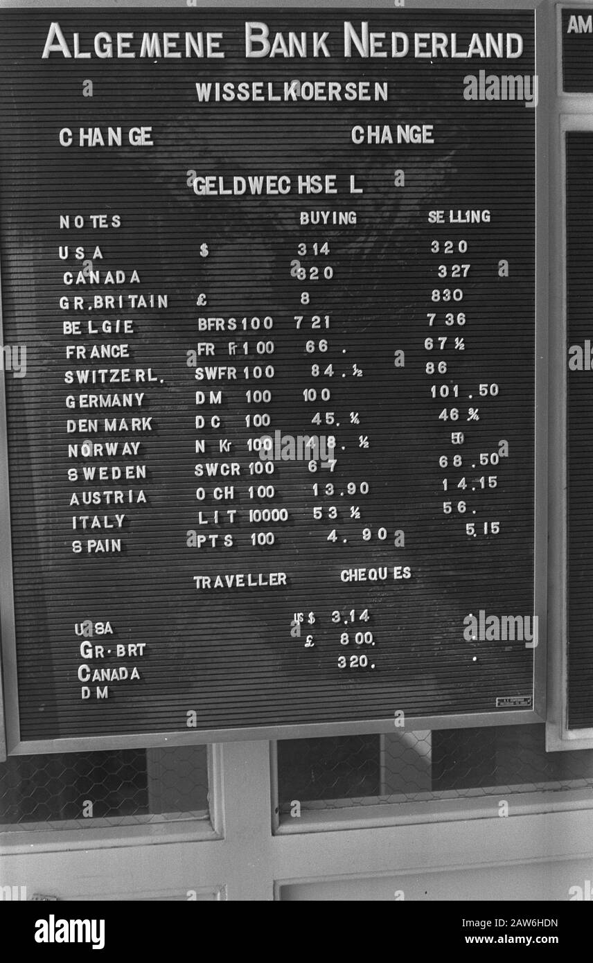Weather money Crisis in Europe Currency Board at ABN (Couch), currency svalutato Data: 26 giugno 1972 luogo: Amsterdam, Noord-Holland Parole Chiave: Banche, soldi, circolazione di denaro, inflazione , valuta Istituto Nome: ABN Foto Stock