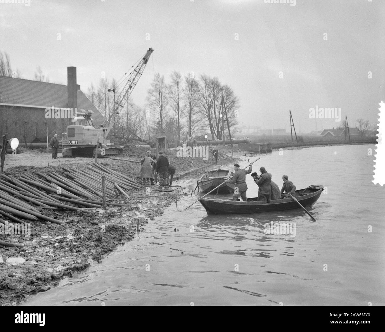 Disastro Tuindorp Oostzaan Reno Lavoratori In Azione Data: 19 Gennaio 1960 Località: Oostzaan Parole Chiave: Disastri Foto Stock