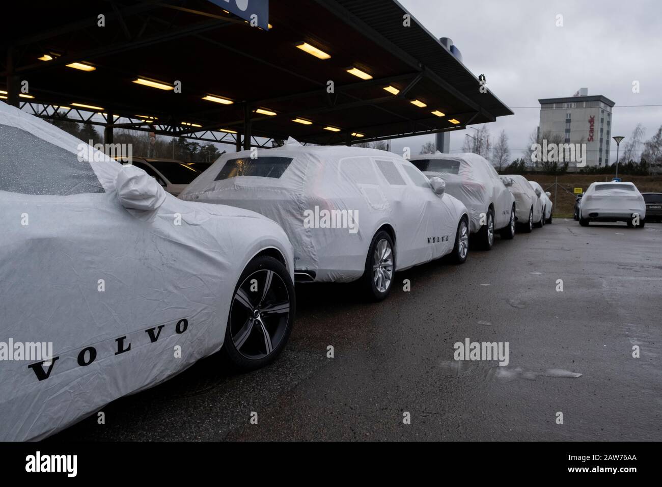 Vetture Volvo pronte per la consegna. Foto Stock