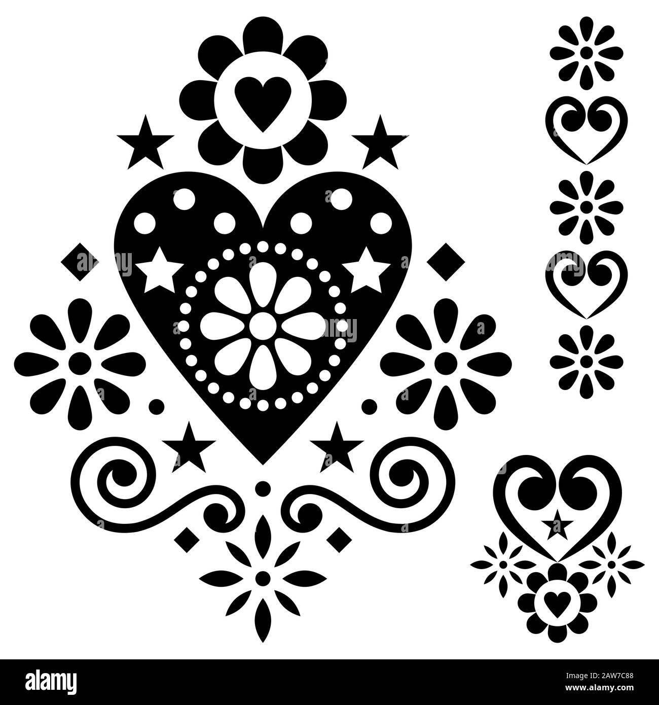 Cuori di fiori Foto e Immagini Stock in Bianco e Nero - Alamy