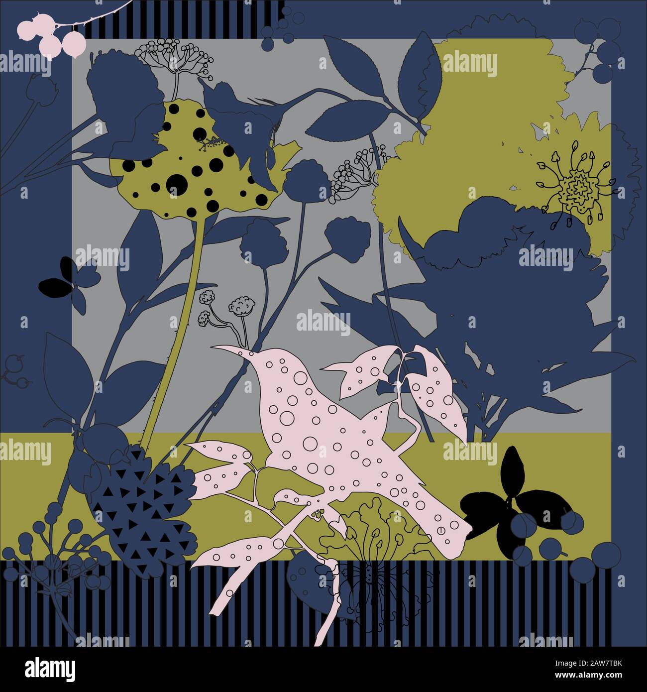 Sciarpa in seta con papaveri in fiore Illustrazione Vettoriale