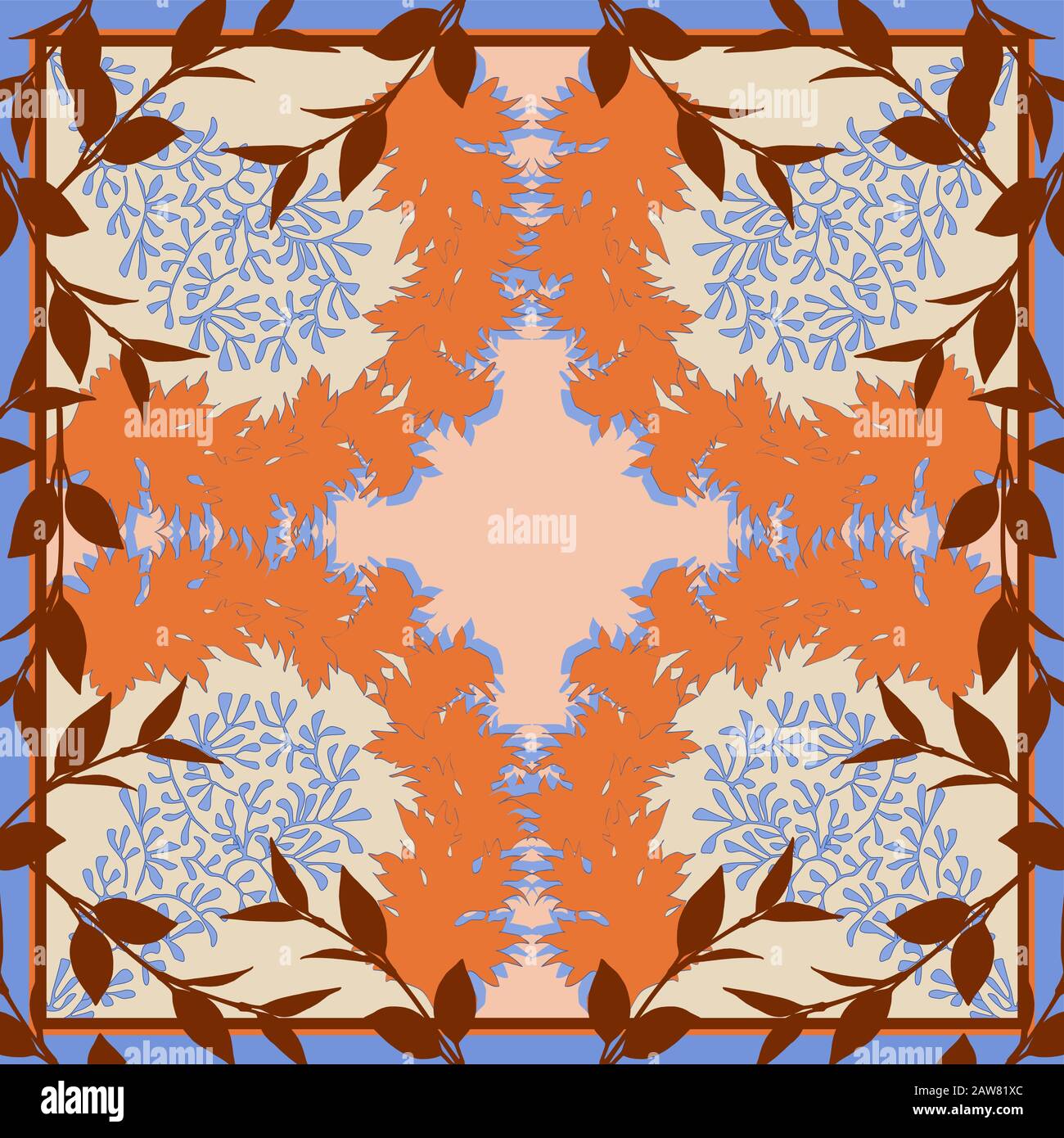 Estate, colori autunnali. Sciarpa di seta. Illustrazione Vettoriale