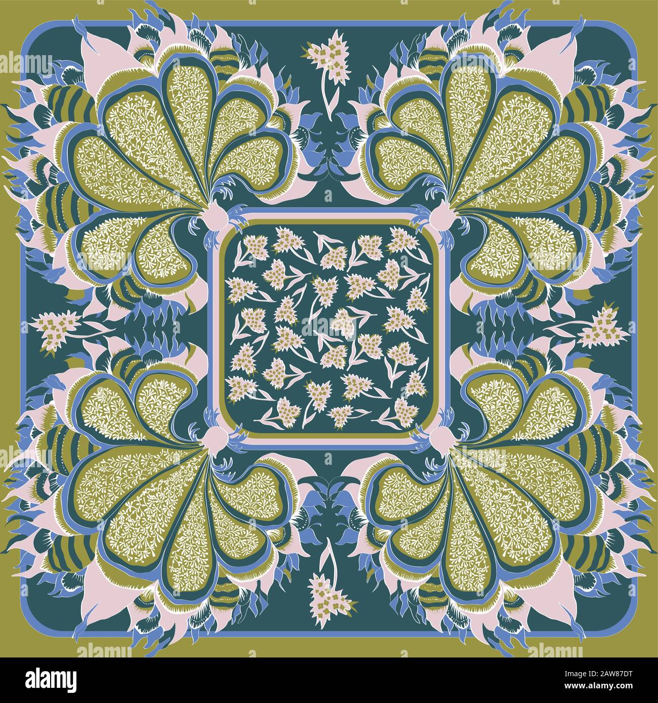 Stampa floreale primavera retro. Illustrazione Vettoriale