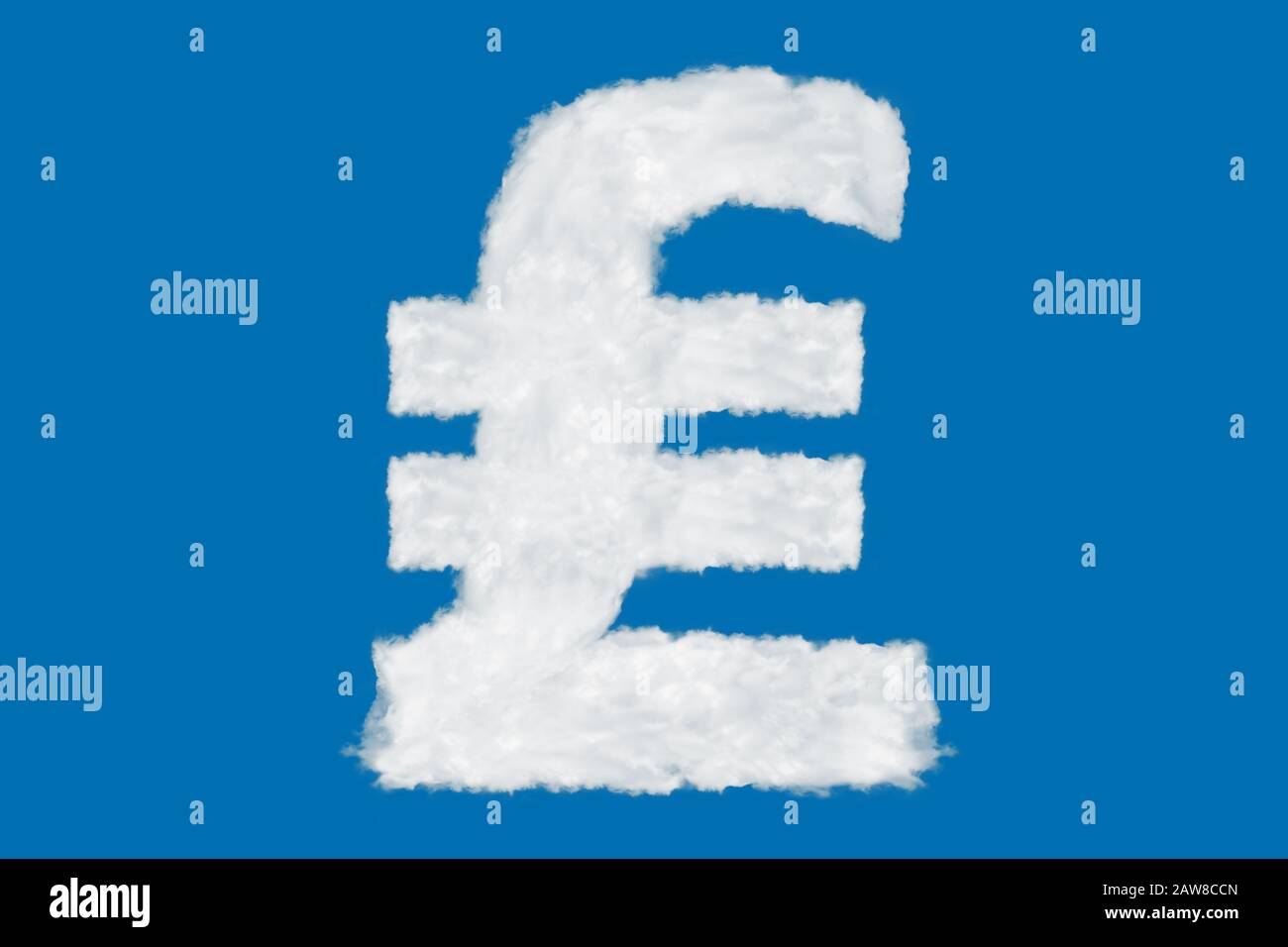 Italiano Lira valuta segno elemento fatto di nuvole su sfondo blu sul cielo Foto Stock