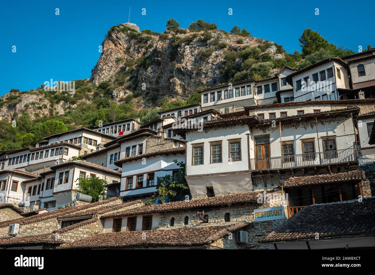 Città di Mille finestre, Berat, Albania Foto Stock