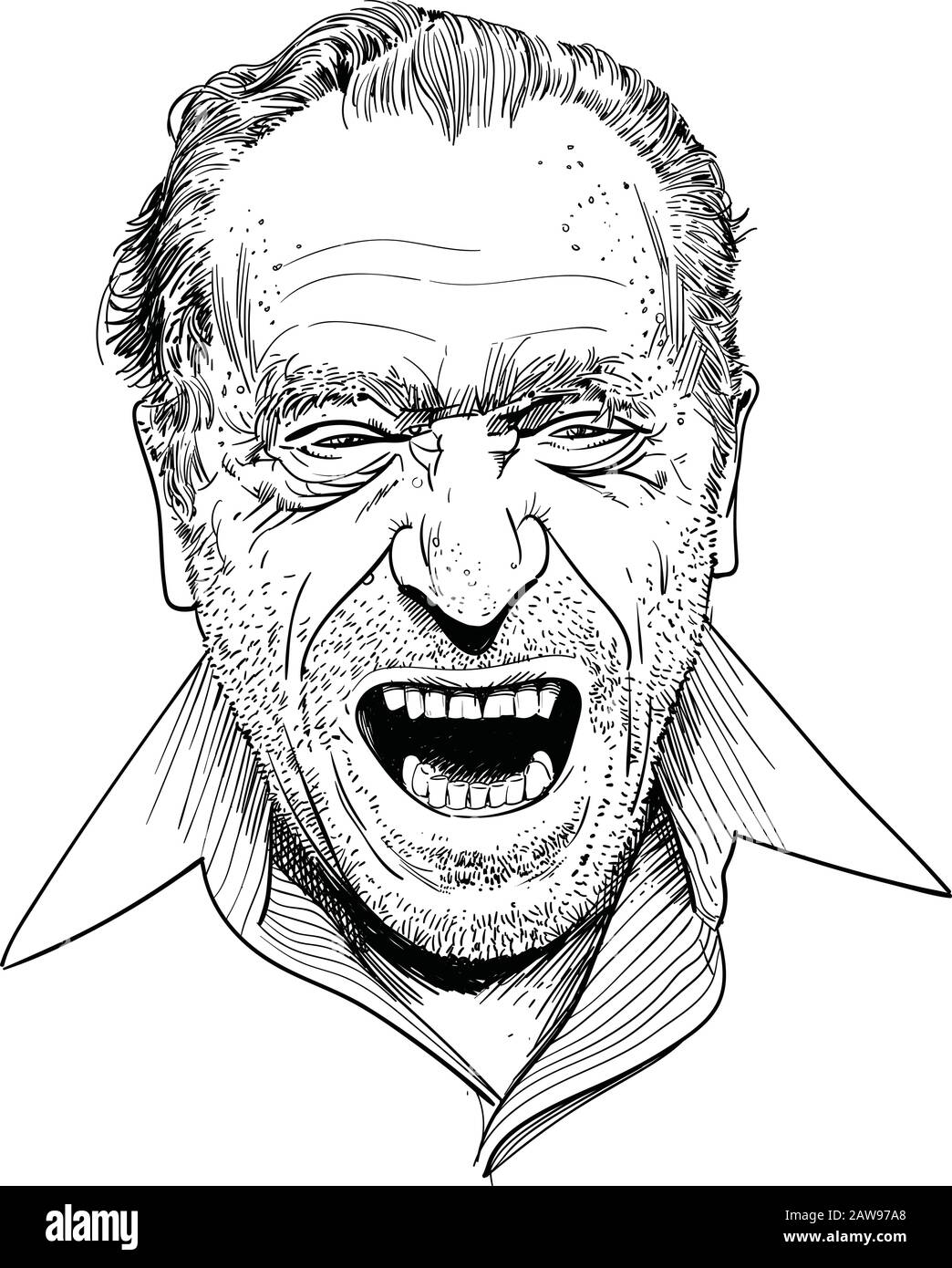 Henry Charles Bukowski è stato un poeta, romanziere e scrittore statunitense. Illustrazione Vettoriale