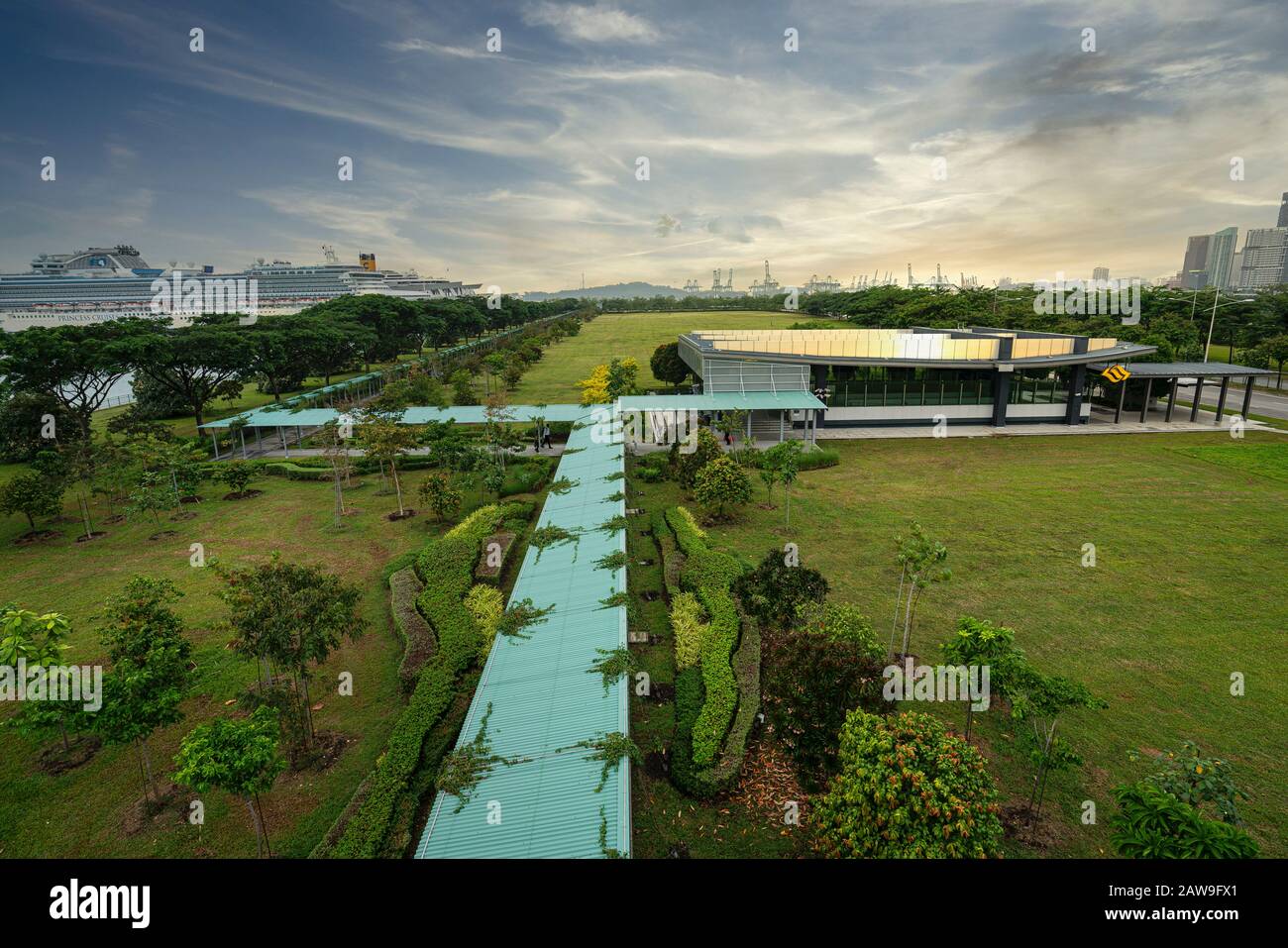 Singapore. Gennaio 2020. Vista sul Marina South Pier Park Foto Stock