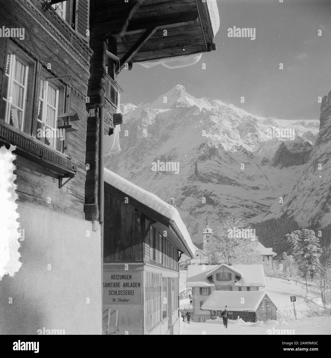 Visita reale a Grindelwald, foto di Grindelwald Data: 31 dicembre 1953 posizione: Grindelwald Parole Chiave: Hotel, paesaggi Foto Stock