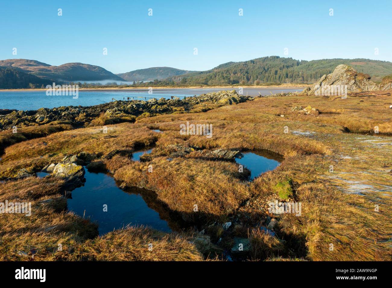 Paesaggi scozzesi: Tempo meraviglioso nella baia di Carradale, Kintyre, Argyll, Scozia, Regno Unito Foto Stock