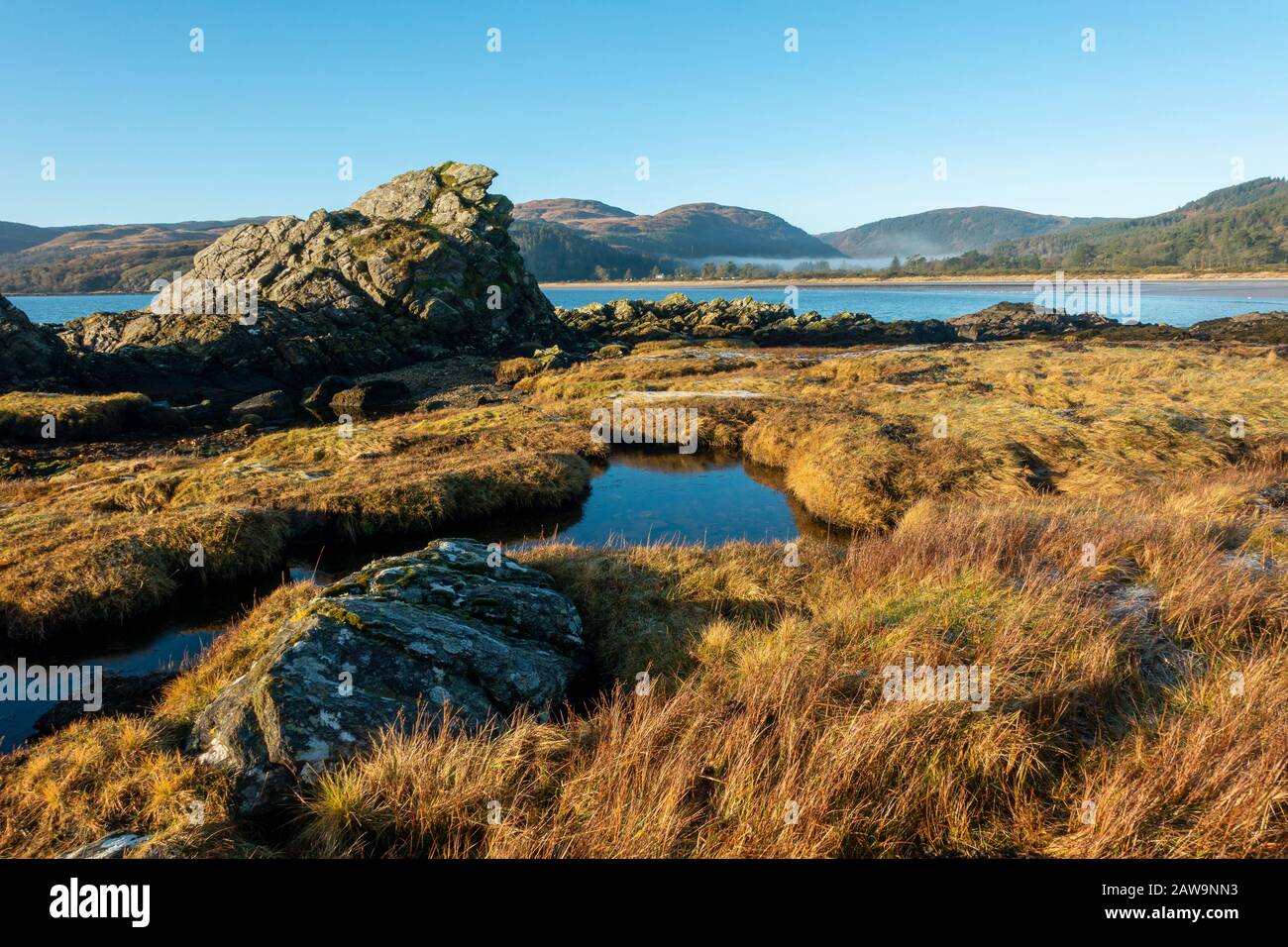 Paesaggi scozzesi: Tempo meraviglioso nella baia di Carradale, Kintyre, Argyll, Scozia, Regno Unito Foto Stock