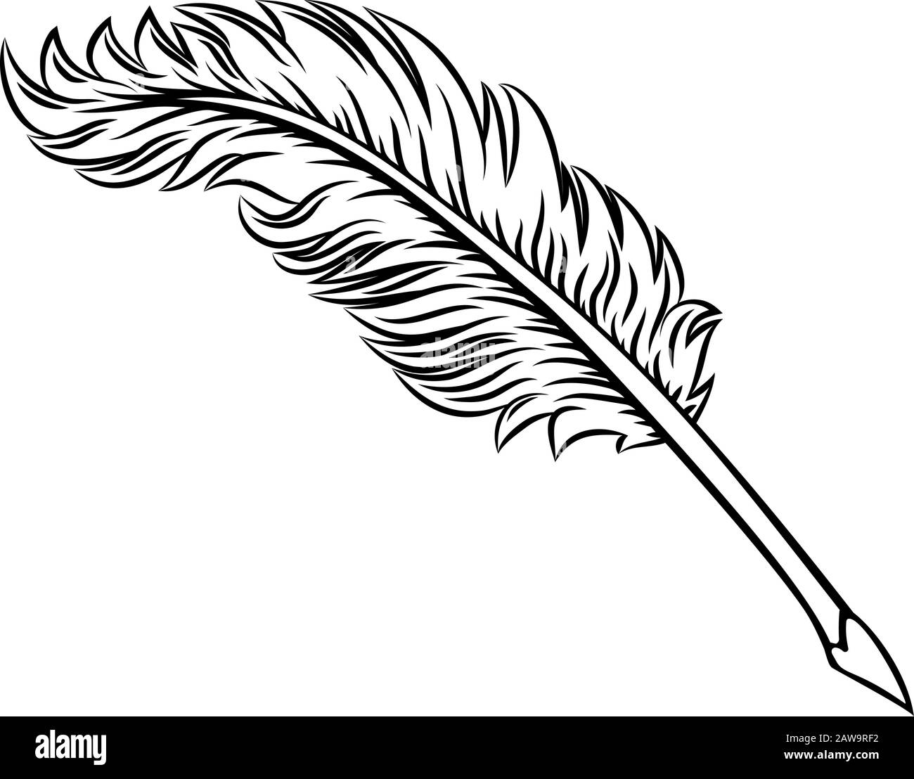Quill Illustrazione Dell'Icona Penna D'Inchiostro Feather Illustrazione Vettoriale