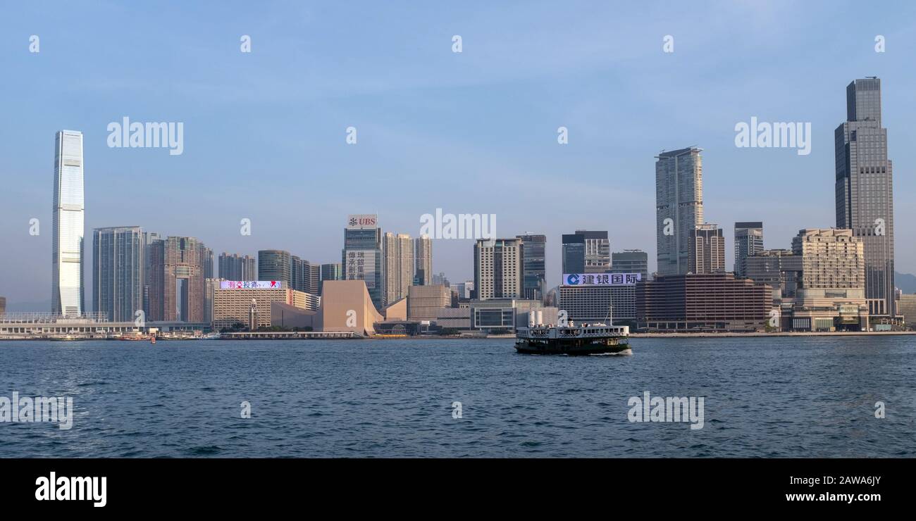 Tsim Sha Tsui Da Victoria Harbour, Hong Kong Foto Stock