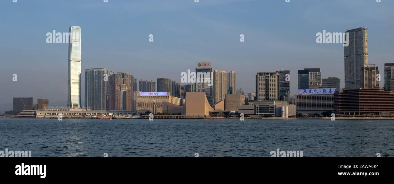 Tsim Sha Tsui Da Victoria Harbour, Hong Kong Foto Stock