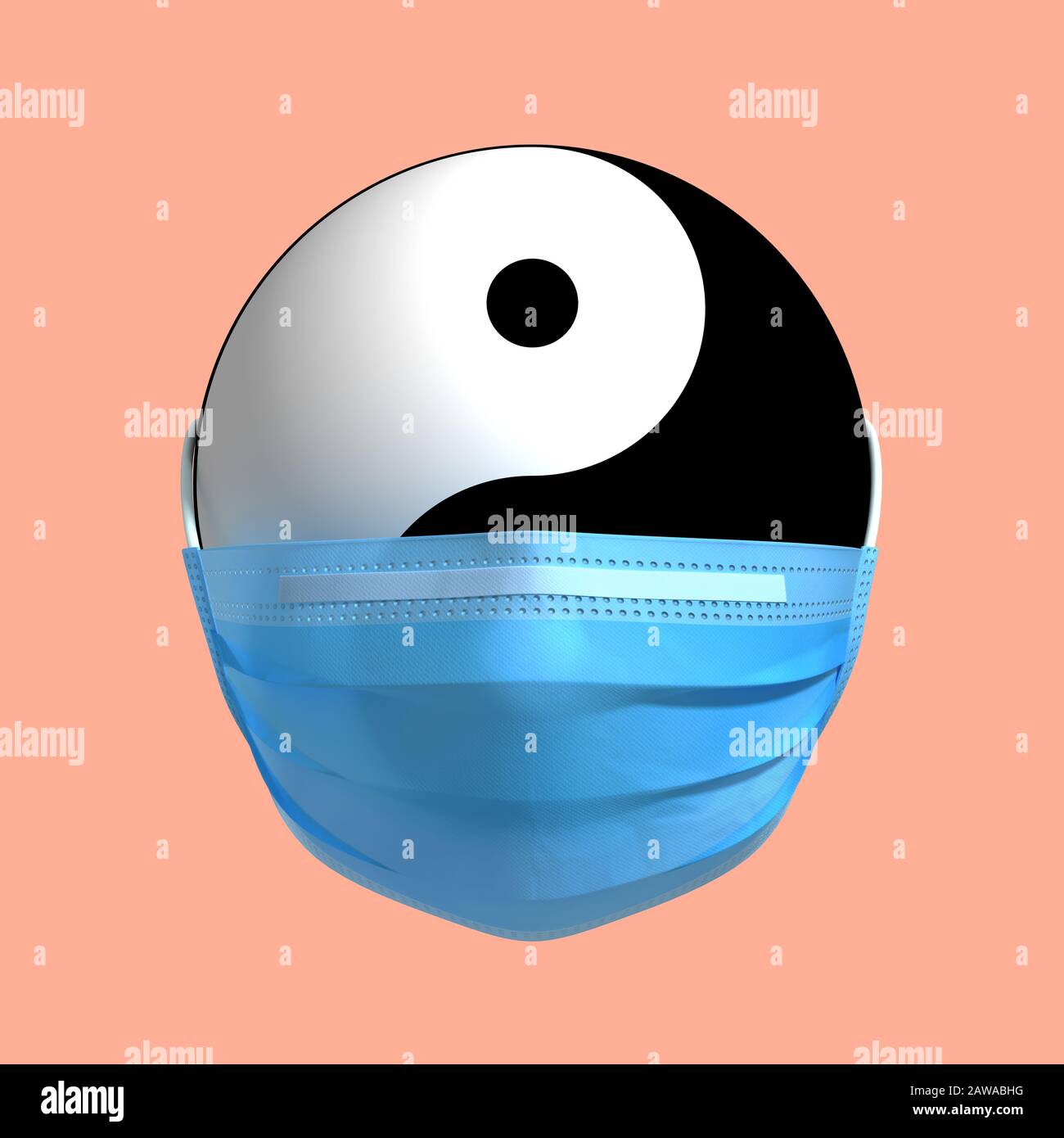 Immagine Simbolica Dell'Uomo Cinese In Maschera Medica Foto Stock