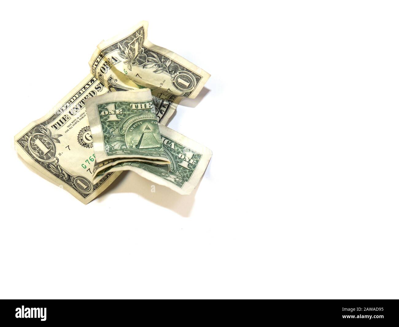 Due dollari sono su uno sfondo bianco. Foto Stock