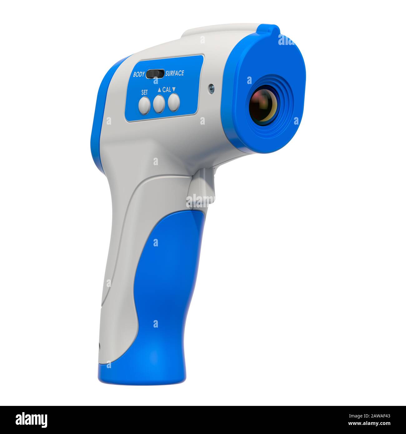 Termometro a infrarossi, digitale senza contatto. Rendering 3D isolato su sfondo bianco Foto Stock