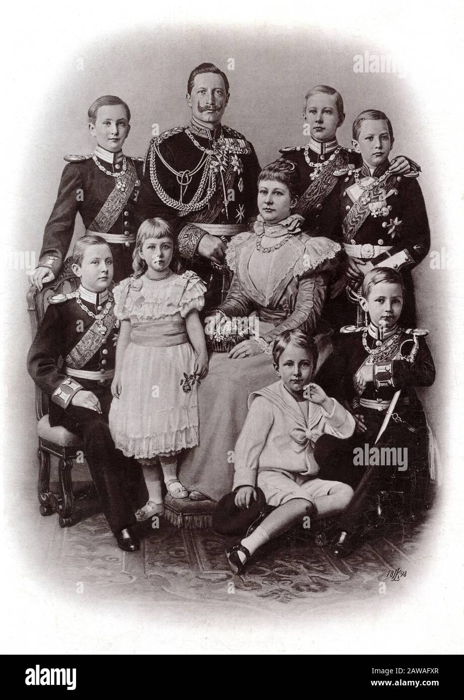 1898 , GERMANIA : un ritratto inciso dell'imperatore tedesco e del re KAISER di Prussien GUGLIELMO II ( Guglielmo II ) HOHENZOLLERN ( 1859 - 1941 ) con moglie Foto Stock
