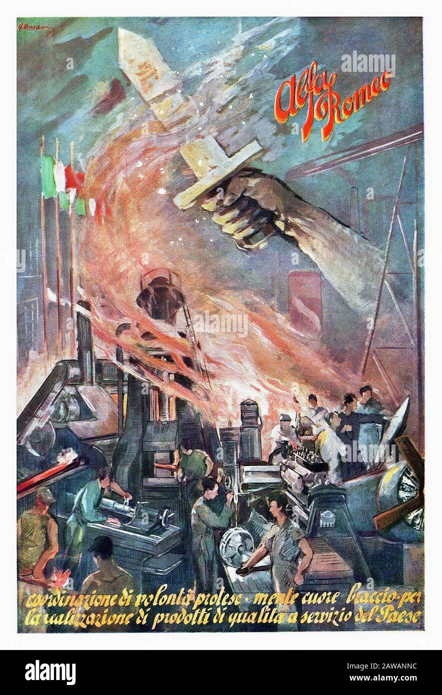 1941 , MILANO, ITALIA : l'industria automobilistica italiana ALFA ROMEO advertising for supply of Arms durante La Seconda guerra mondiale - SECONDA GUERRA Mondiale - 2n Foto Stock